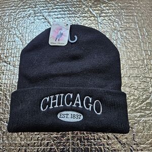 Black Chicago Beanie Hat